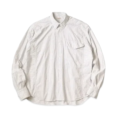 KAPITAL Cotton Stripes Cabin Work Shirt "White"