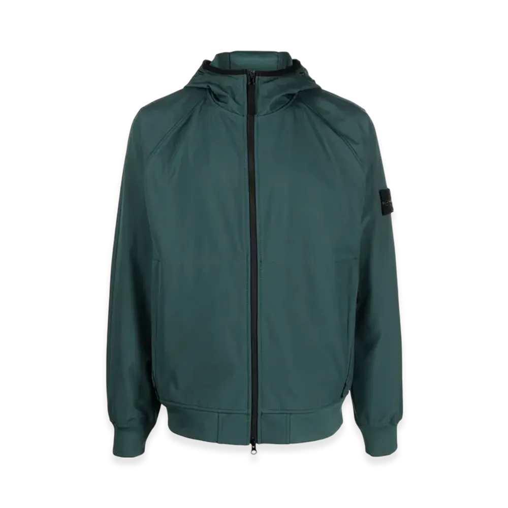 Stone Island 40927 Light Soft Shell-R E.Dye Technology Recycled Polyester Hooded Jacket - 23SS "Bottle Green"