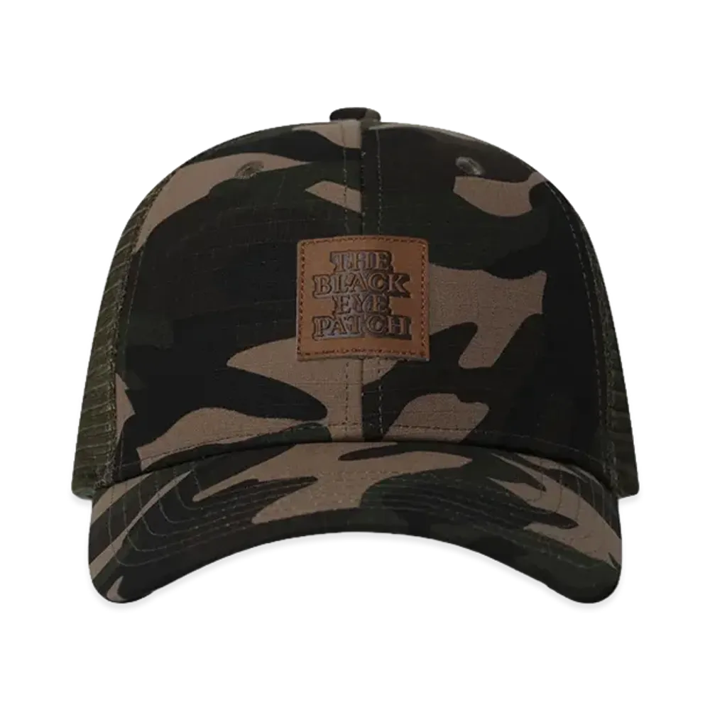 BlackEyePatch Leather Patched Mesh Cap "Dark Camo"