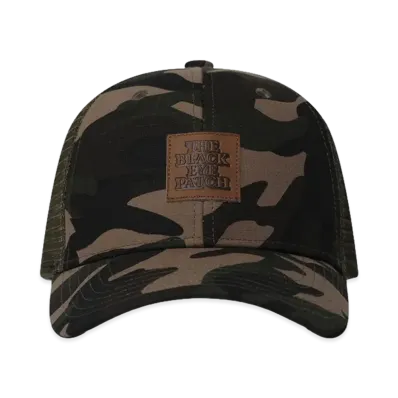 BlackEyePatch Leather Patched Mesh Cap "Dark Camo"