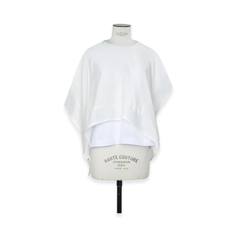 sacai Women's Satin x Cotton Jersey T-Shirt "Ecru/White"