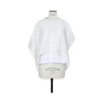 sacai Women's Satin x Cotton Jersey T-Shirt "Ecru/White"