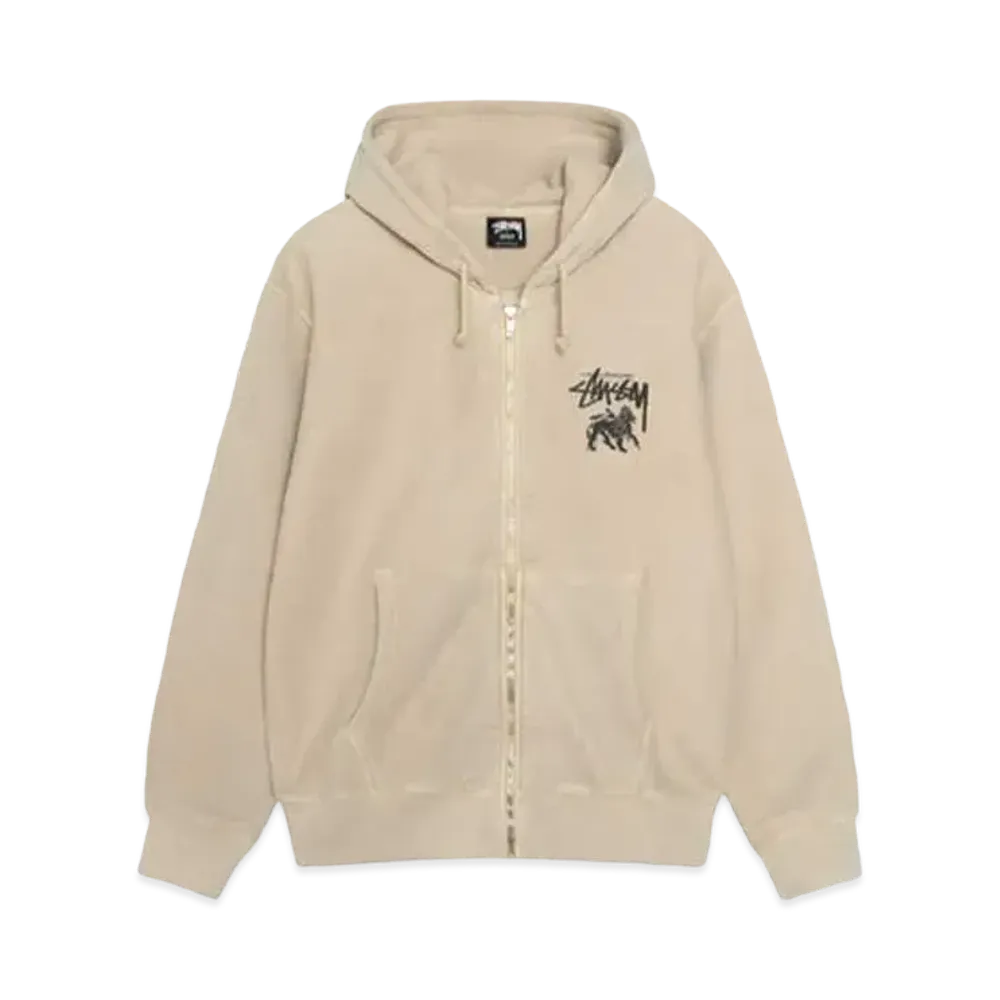 Stussy Rasta Lion Pigment Dyed Zip Hoodie "Khaki" (FA24)