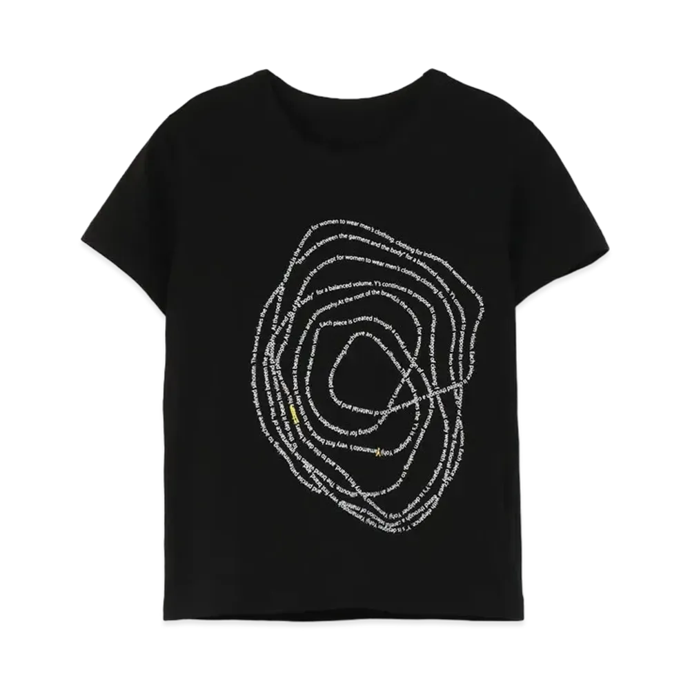 Yohji Yamamoto Y's MESSAGE PIGMENT PRINT ROUND NECK HALF SLEEVE T "Black"