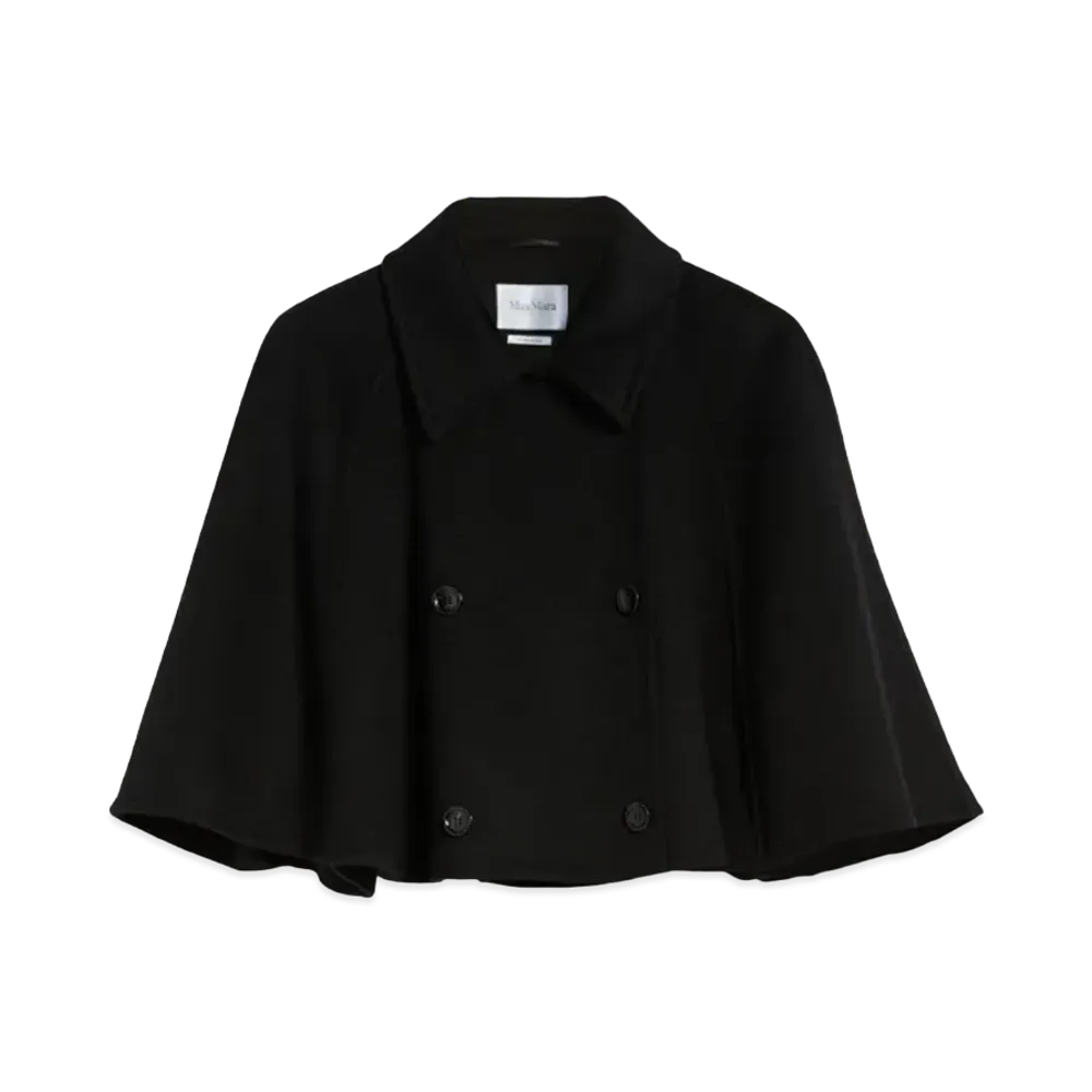 Max Mara Volume Wool Cashmere Double Face Cape "Black"