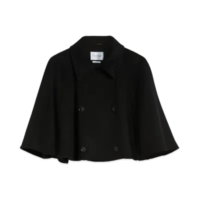 Max Mara Volume Wool Cashmere Double Face Cape "Black"