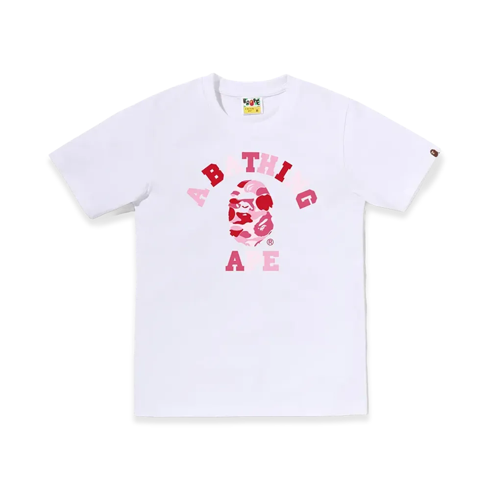 A BATHING APE Women's ABC Camo College Tee "White/Pink"