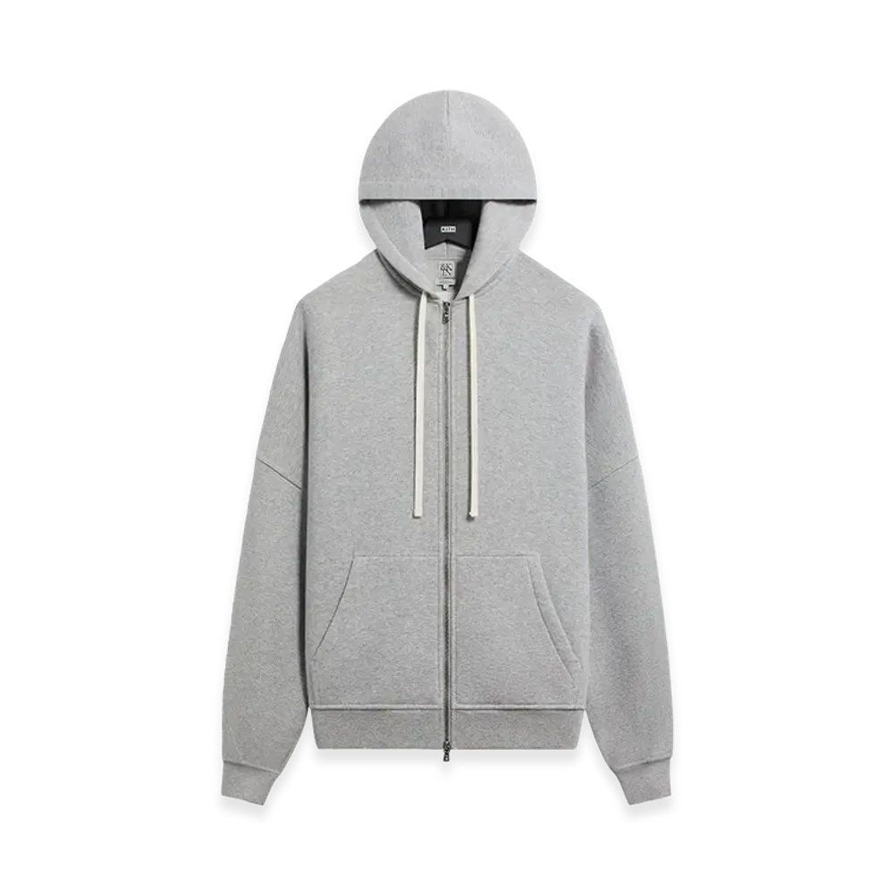 Kith &Kin Plush Fleece Hiroshi Zip Front Hoodie "Medium Heather Grey"