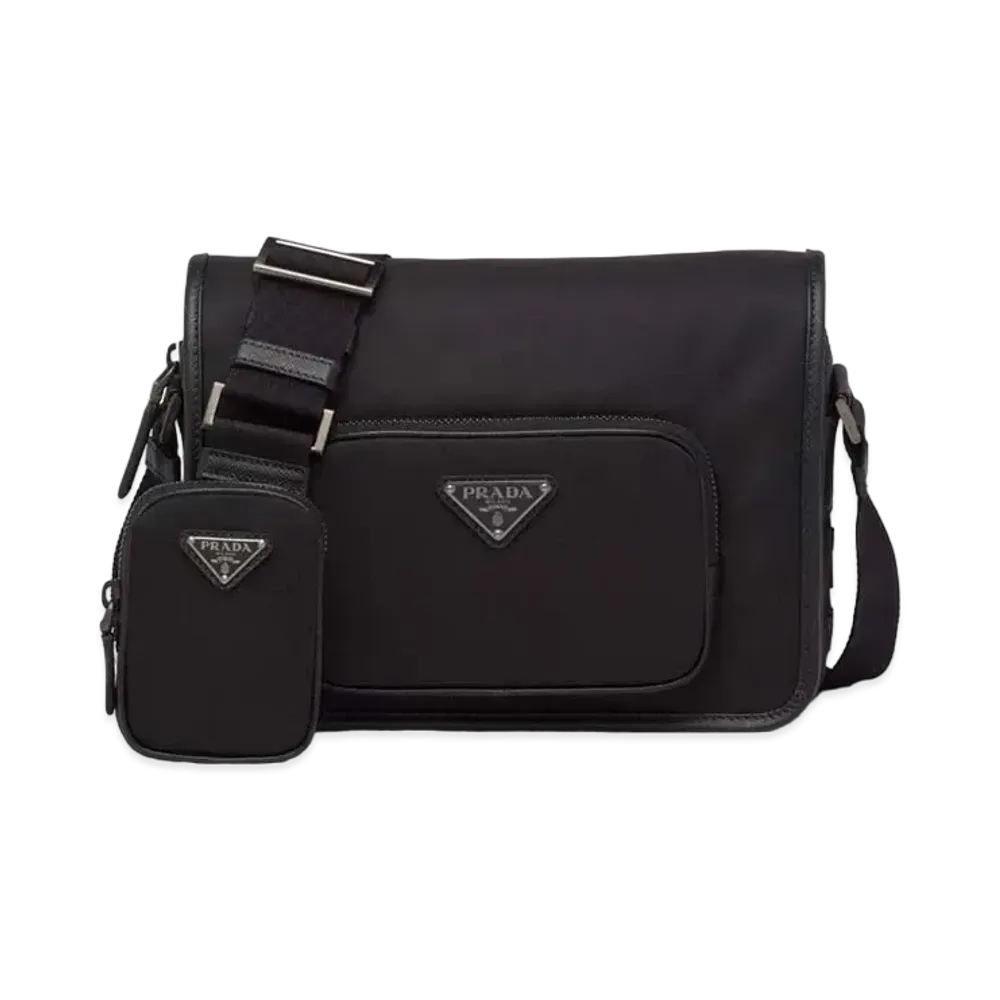 PRADA Re-Nylon And Saffiano Leather Shoulder Bag "Black"