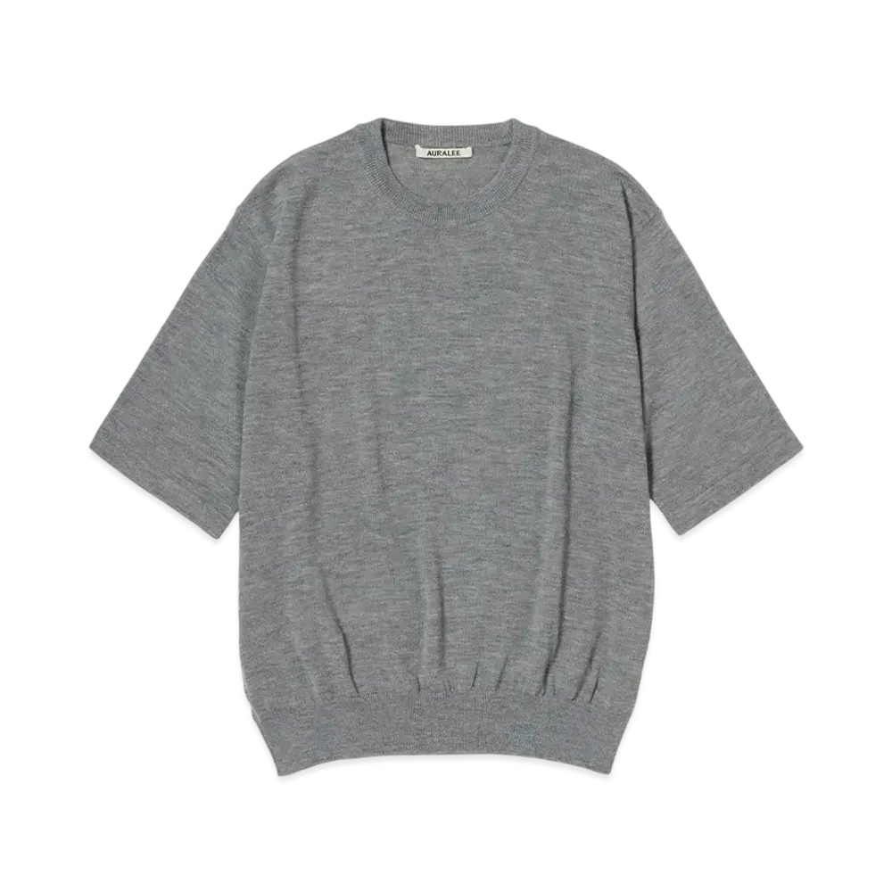 AURALEE Hard Twist Cashmere Knit Tee "Top Gray"
