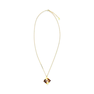 FENDI Women's Printed Plexiglass And Metal Forever Necklace "Gold/Brown"