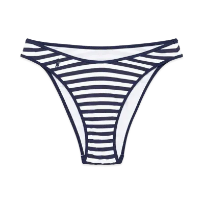 Polo Ralph Lauren Women's High Cut Bikini Bottoms "White/Navy"