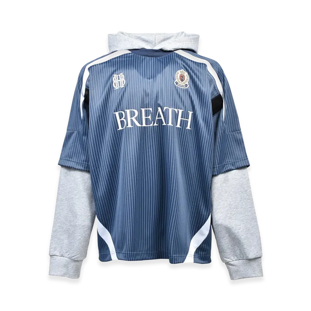 BREATH BH Logo Layered Game Shirt Hoodie "Grey"