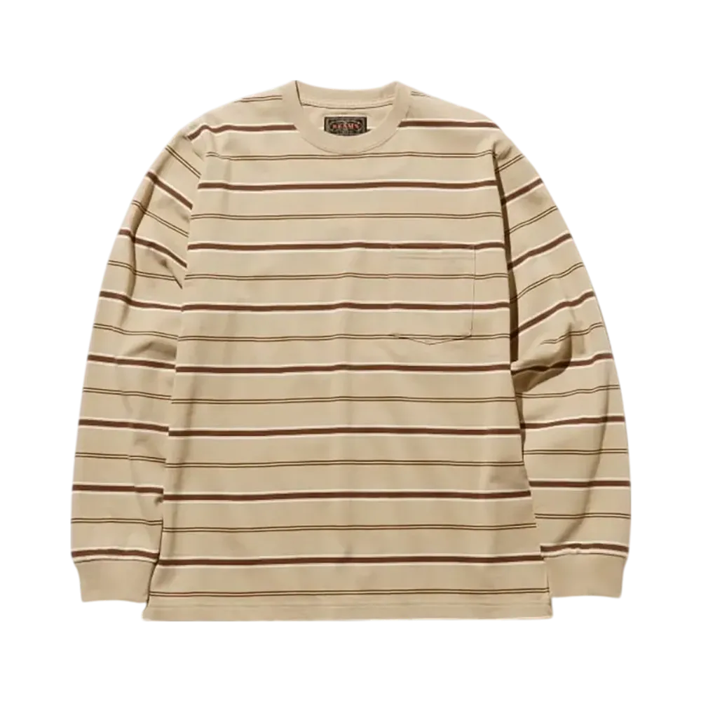 BEAMS Pocket Tee Multi Stripe "Beige"