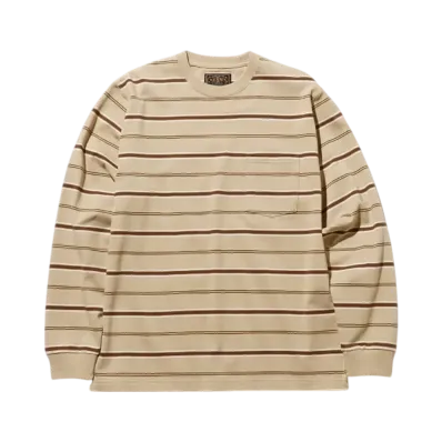 BEAMS Pocket Tee Multi Stripe "Beige"