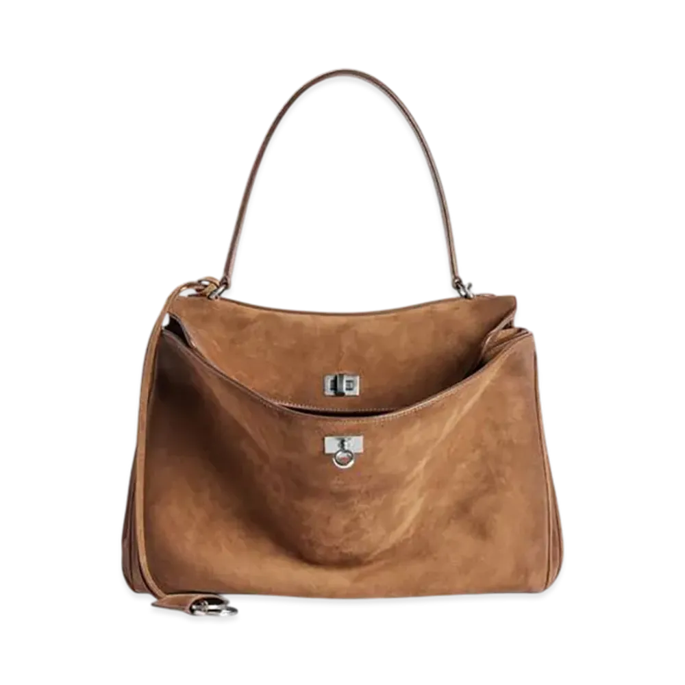 BALENCIAGA Rodeo Handbag Medium "Light Espresso"
