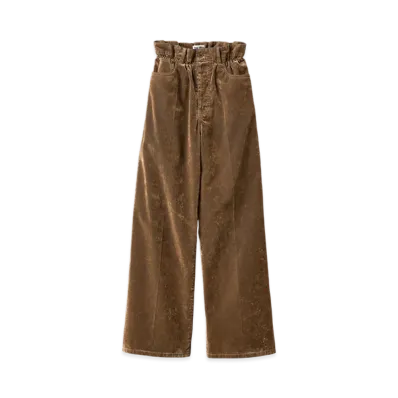 MIU MIU Women's Washed Flocked Chambray Pants "Tobacco"