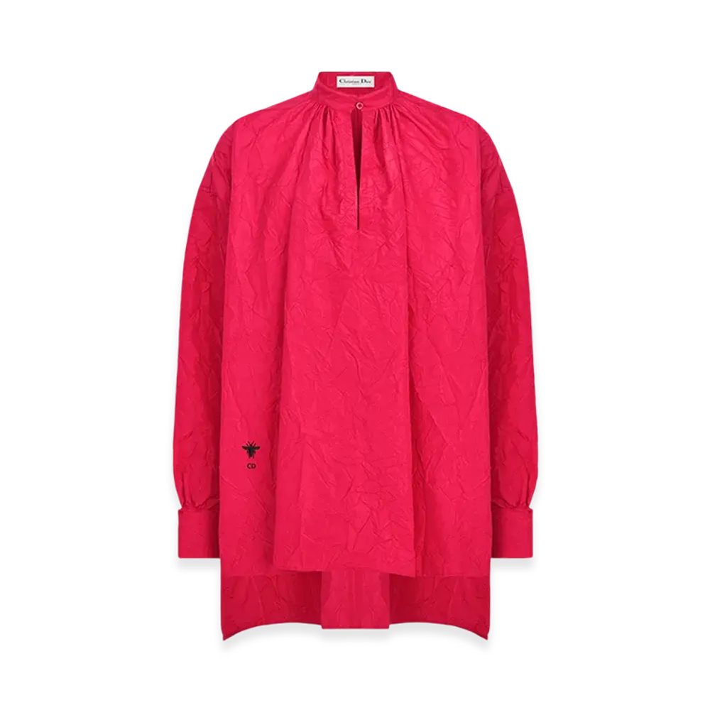 Dior Women's Blouse Technical Silk Taffeta Crinkled Effect "Amaryllis Red"