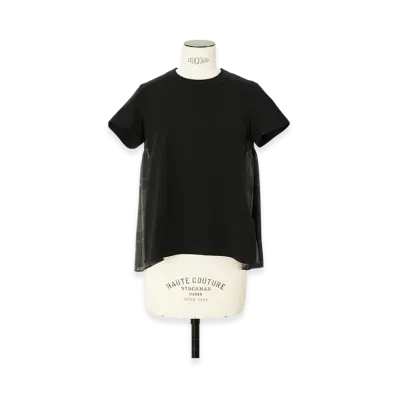 sacai Plaid Print x Cotton Jersey T-Shirt "Khaki/Navy"