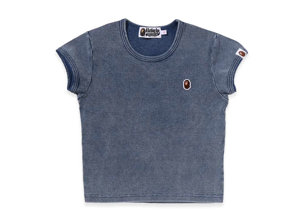 A BATHING APE Ape Women's Head One Point Indigo Cropped Tee "Lightindi"