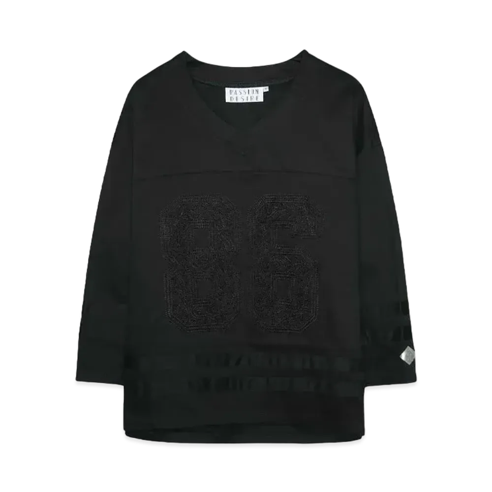 el conductorH CORD EMBROIDERED HOCKEY SHIRT "BLACK"
