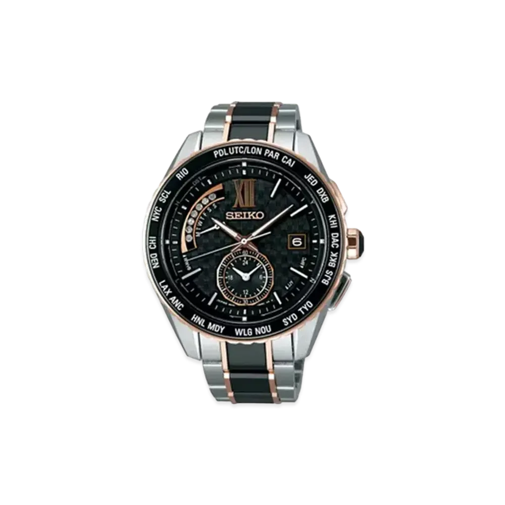 SEIKO Brightz Solar Radio Watch World Time "Black" SAGA174