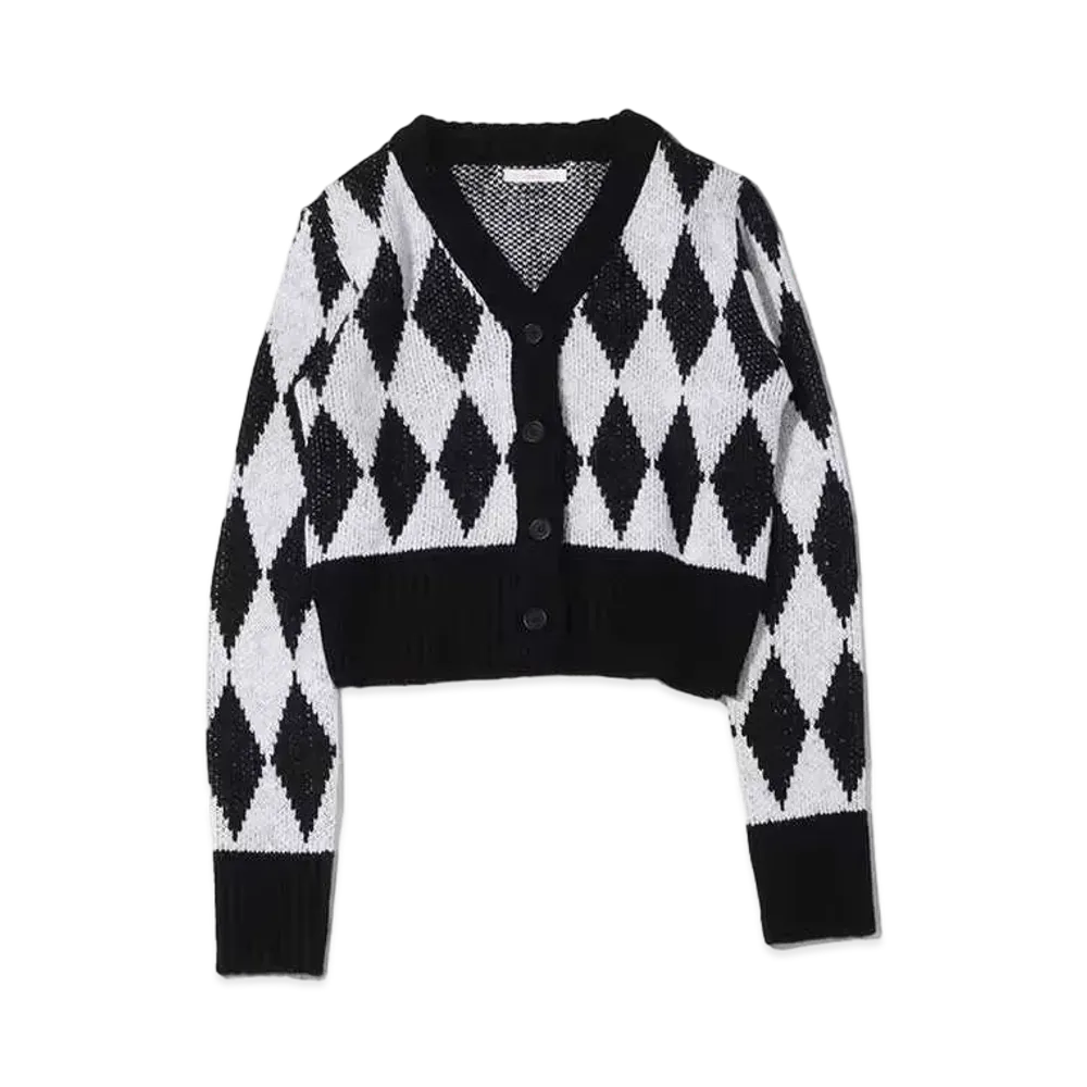atmos pink Argyle Gala Mini Length Cardigan "Black"