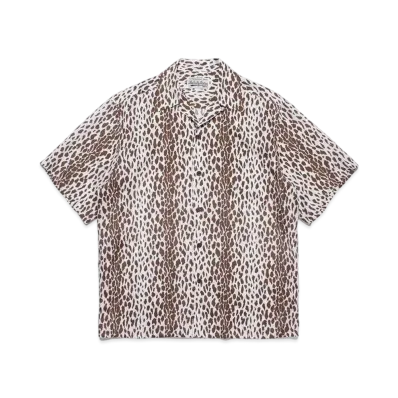 WACKO MARIA Leopard Open Collar Shirt "Brown"