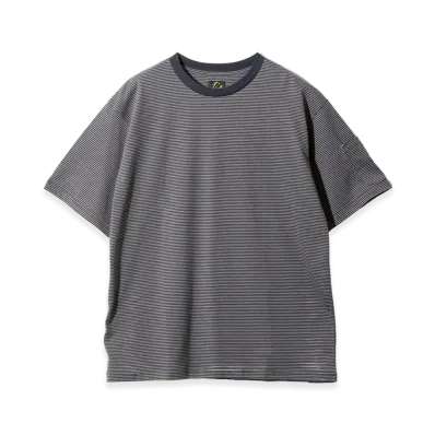 NEEDLES S/S Crew Neck Tee - Cotton Stripe Jersey "Navy/Mocha"