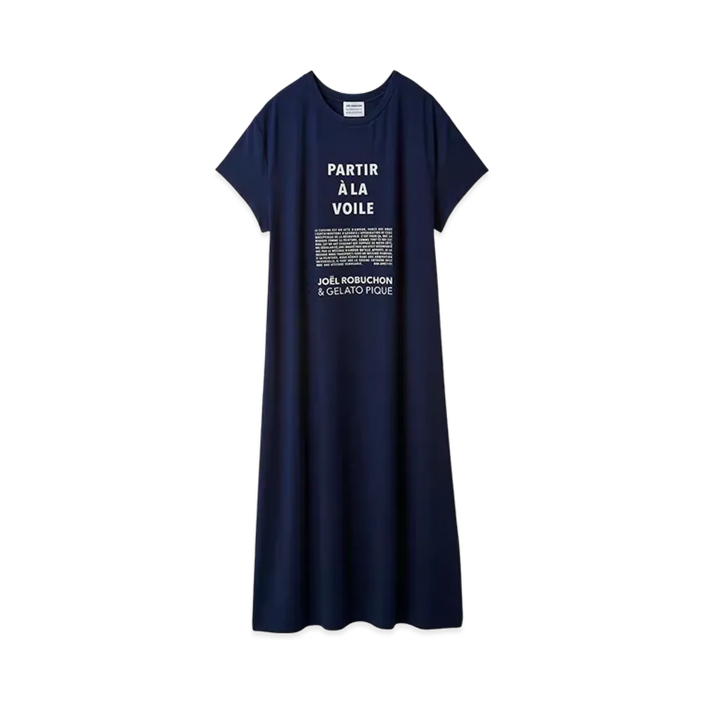 GELATO PIQUE x JOEL ROBUCHON Cool Touch Sensation One Point Dress "Navy"