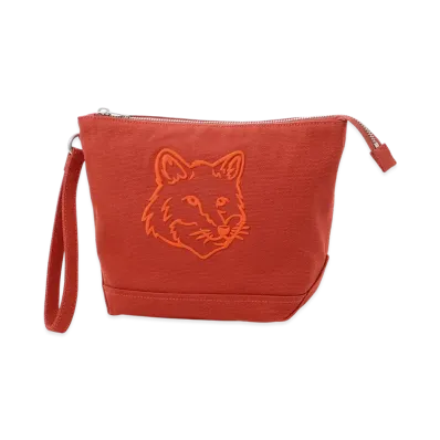 Maison Kitsune Bold Fox Head Zipped Pouch "Burnt Red"