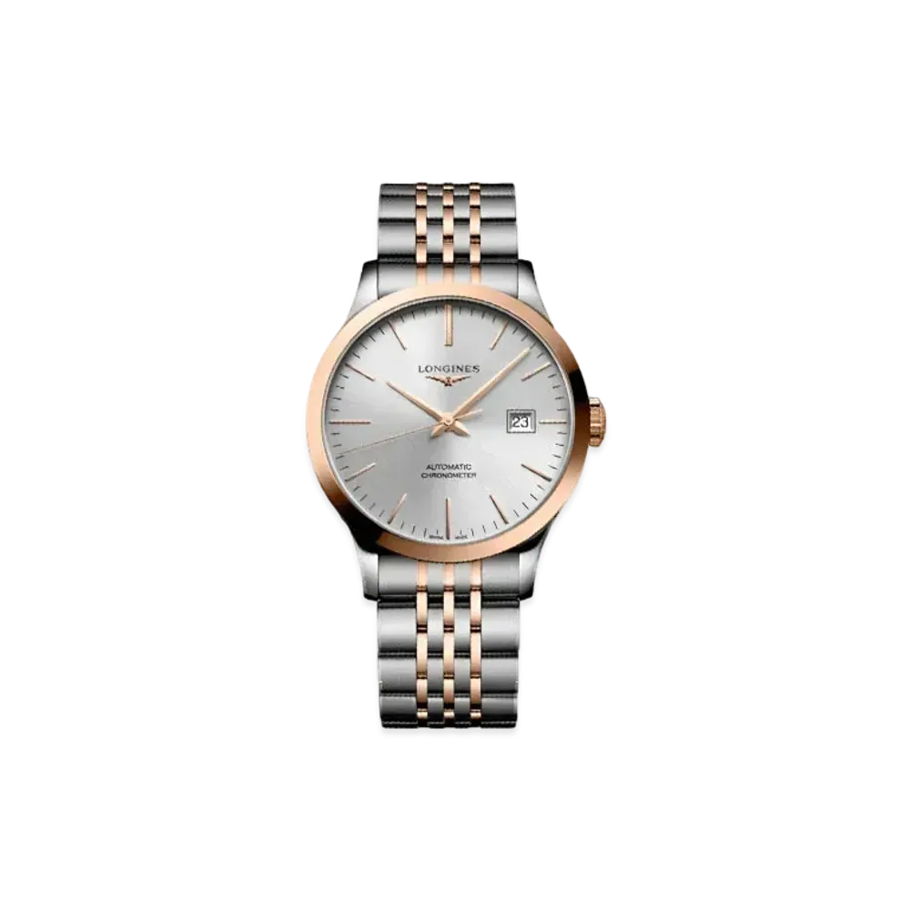 Longines Record Collection 38.50 mm "Silver Sun Ray/Stainless Steel/Rose Gold" L2.820.5.72.7