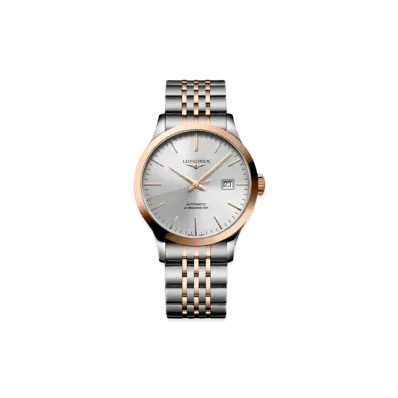 Longines Record Collection 38.50 mm "Silver Sun Ray/Stainless Steel/Rose Gold" L2.820.5.72.7