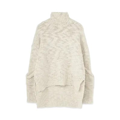 Yohji Yamamoto Y's WOOL SLUB PLAIN STITCH SLEEVE POCKET HIGH NECK PULLOVER "Off White"