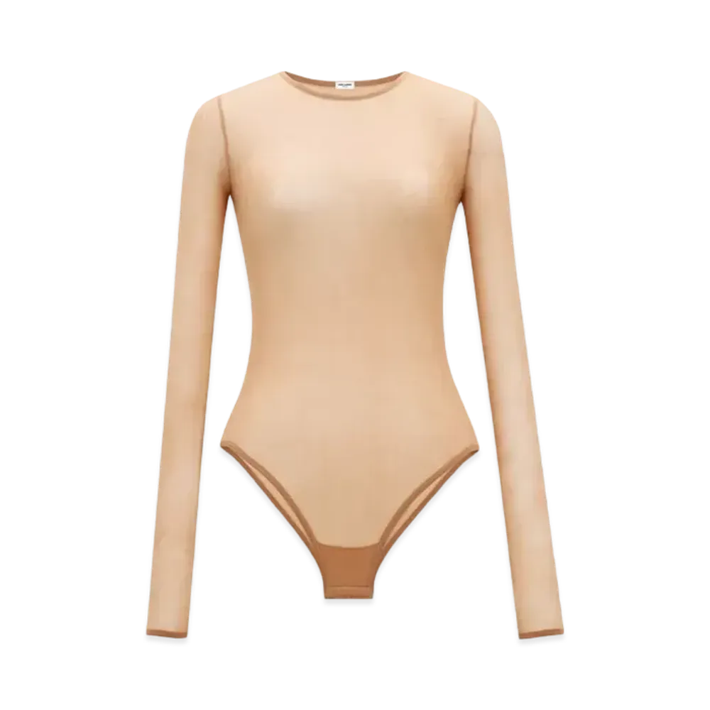 Saint Laurent Women's Bodysuit in Stretch Jersey "Beige"
