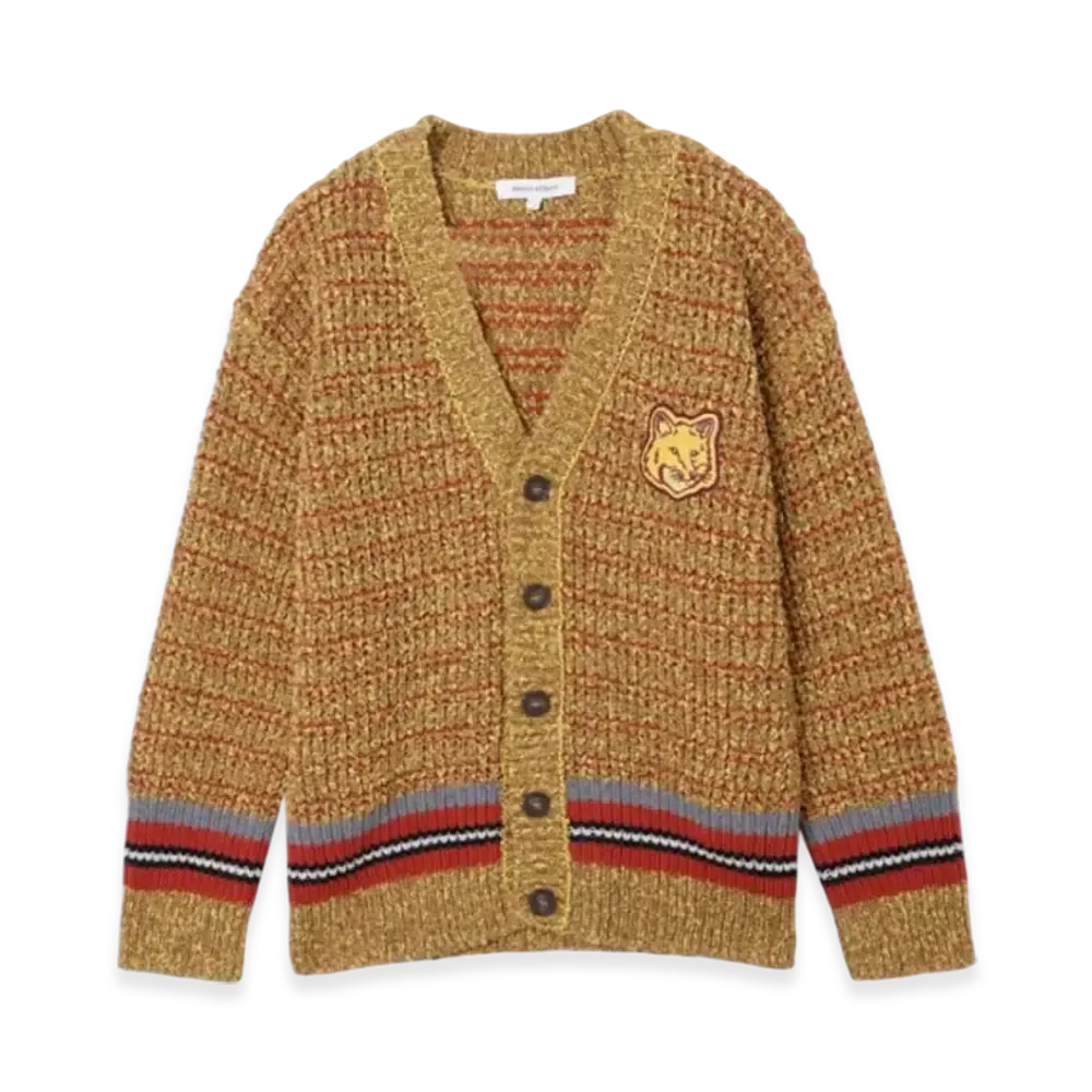 Maison Kitsune Fox Head Crafty Comfort Cardigan "Mustard"