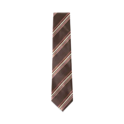 BEAMS Silk Striped Tie "Brown"