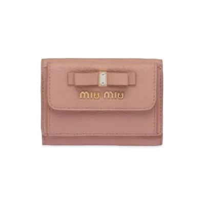 MIU MIU Madras Leather Wallet "Orchid Pink"
