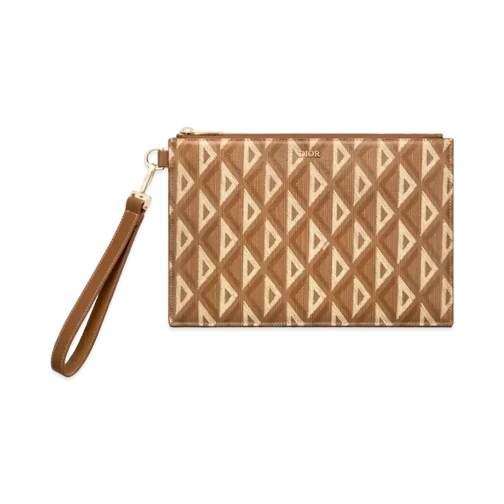 Dior A5 POUCH CD Diamond Canvas "Coffee"