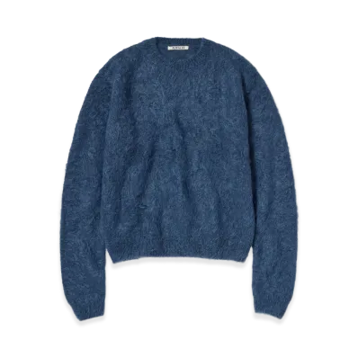 AURALEE Women's Brushed Super Kid Mohair Knit P/O "Light Navy"