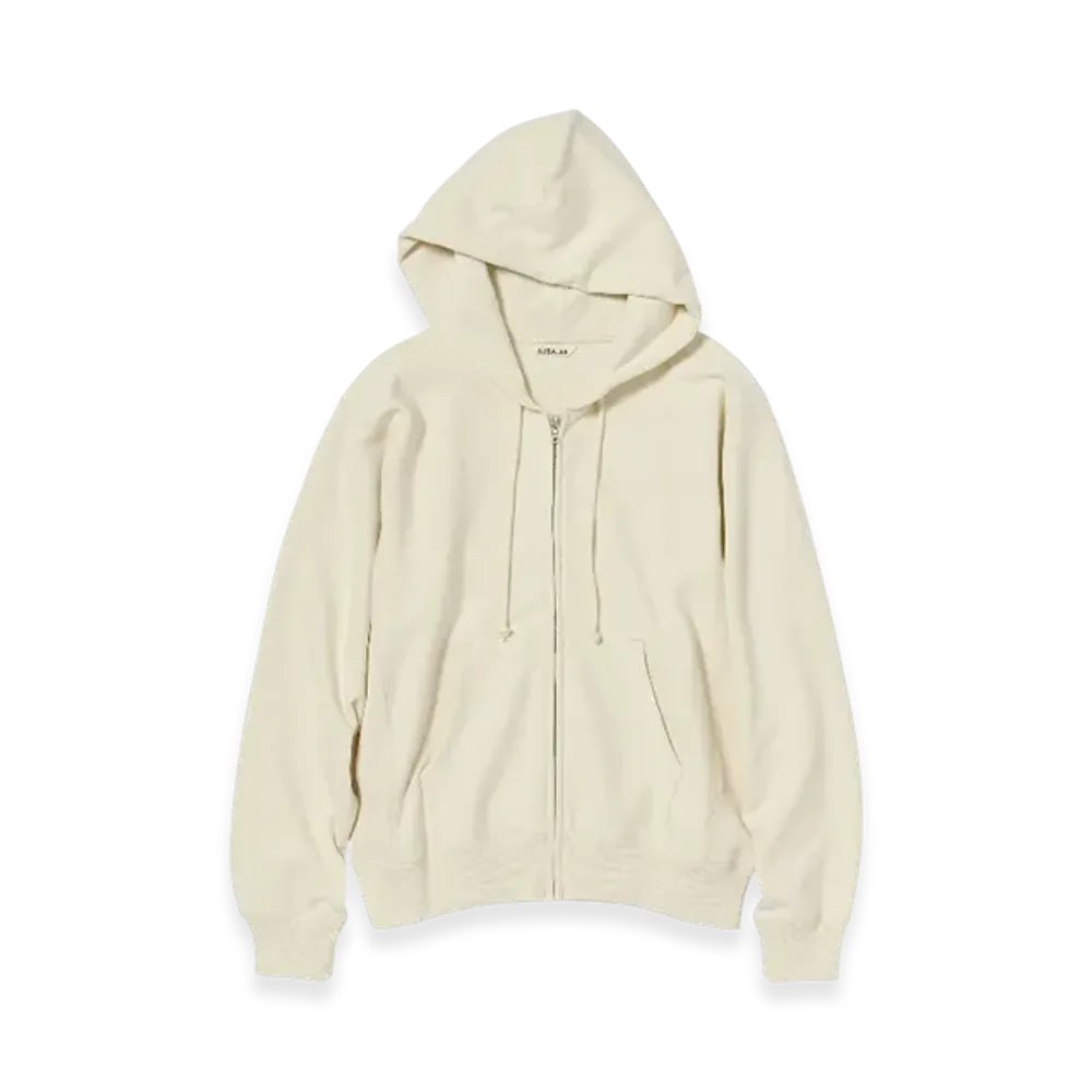 AURALEE Smooth Soft Bd Sweat Zip Parka "Smoky White"