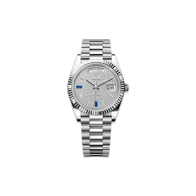 ROLEX Day-Date 40mm Platinum 228236 "Pave diamonds/Sapphire"
