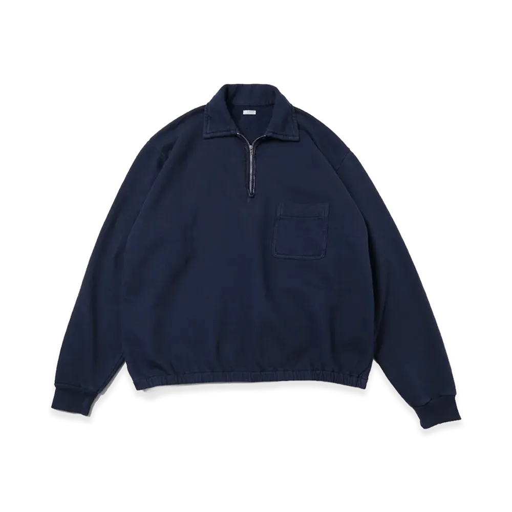 A.PRESSE Vintage Light Weight Half Zip Sweatshirt "Navy"