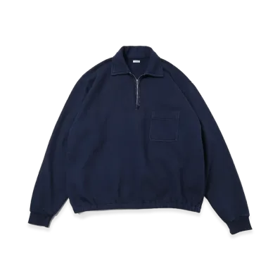 A.PRESSE Vintage Light Weight Half Zip Sweatshirt "Navy"