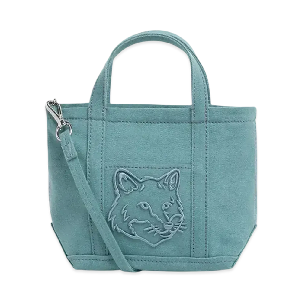 Maison Kitsune Fox Head Large Tote "Evergreen"