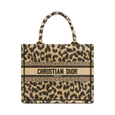 Dior Dior Book Tote Small Bag Mizza Embroidery "Leopard"