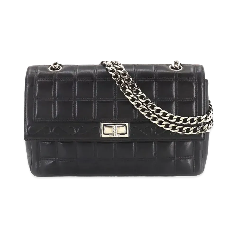 CHANEL Chocolate Bar 2.55 Chain Shoulder Bag Lambskin "Black/Gold"