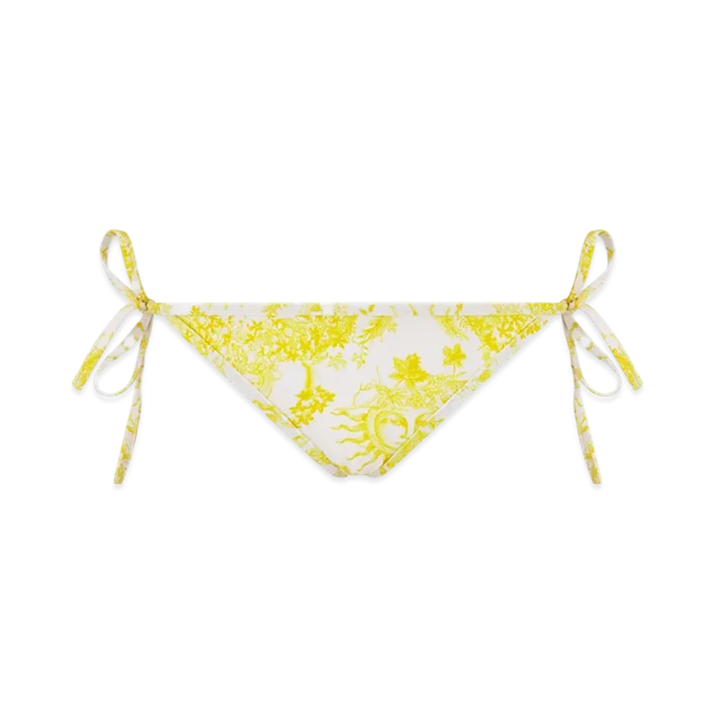 Dior Women's Technical Fabric with Toile De Jouy Soleil Motif Dioriviera Bikini Bottom "White/Lemon"