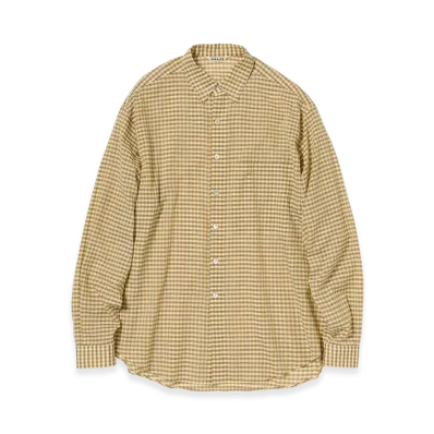 AURALEE Airy Light Cotton Check Big Shirt "Mustard Gingham Check"
