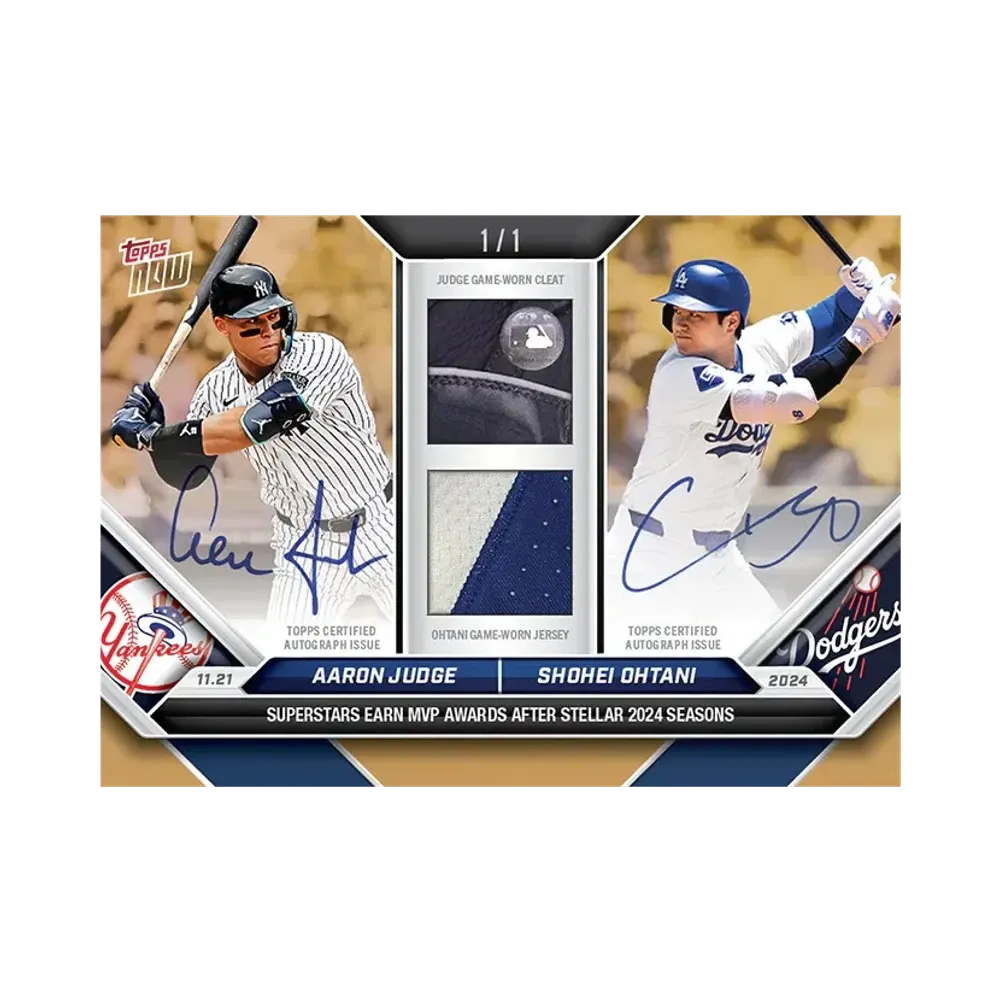 アーロンジャッジ / 大谷翔平 1/1 ゴールド [OS-JO](2024 MLB トップスナウカード「LOOK FOR DUAL RELICS DUAL AUTO or DUAL AUTO-RELICS」)